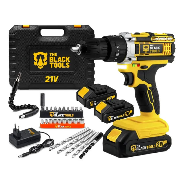 Parafusadeira Furadeira de Impacto The Black Tools TB-21PX — 2 Baterias e Maleta