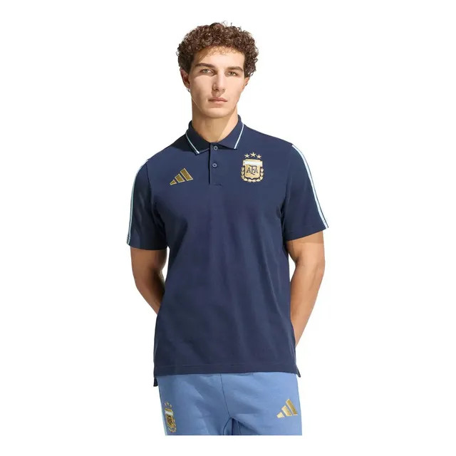 Camiseta Polo Masculina DNA Seleção Argentina adidas Ntnavy Liso G