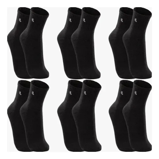 Kit 6 Pares Lupo Cano Médio Original Esportiva Academia Preto G