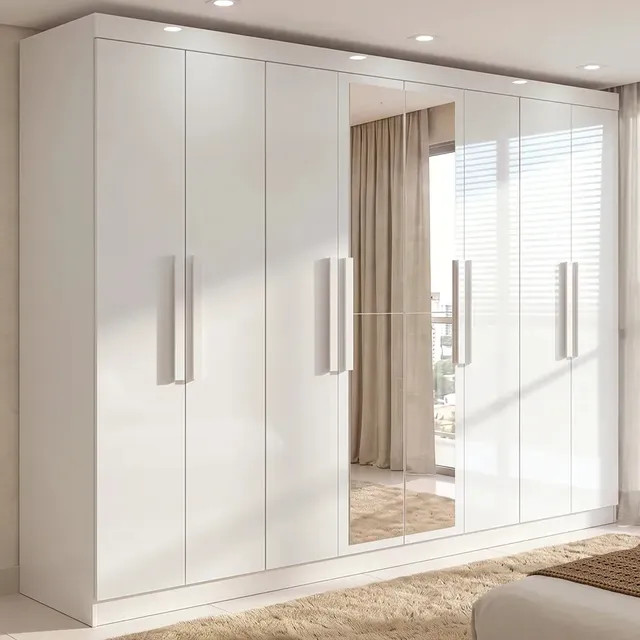 Guarda-roupa Casal Easy Slim 8 Portas Com Espelho Branco — Review