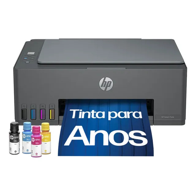 Impressora Multifuncional HP Smart Tank 589: tanque de tinta colorida com Wi‑Fi e alta economia