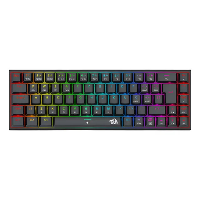 Teclado Redragon Ryze Pro RGB ABNT2 com Switch Marrom — Português Brasil