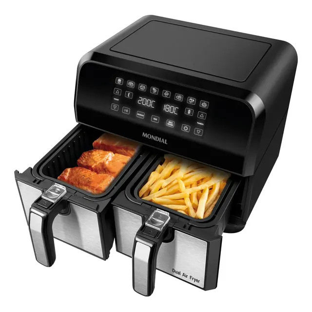 Fritadeira Air Fryer Dual Duplo Cesto 8L Mondial 2200W — AFD-01-BI