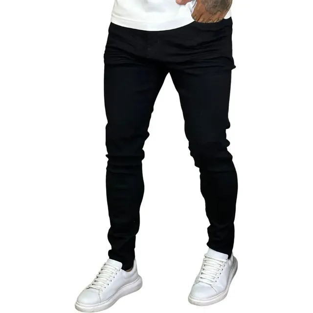 Calça Skinny Preta Masculina Jeans Com Elastano Lycra Preto 42 — Ajuste slim e elasticidade