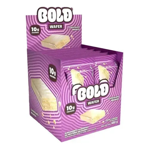 BOLD Wafer Sabor Chocolate Branco — Wafer de 40g com 10g de proteína (12 un.)