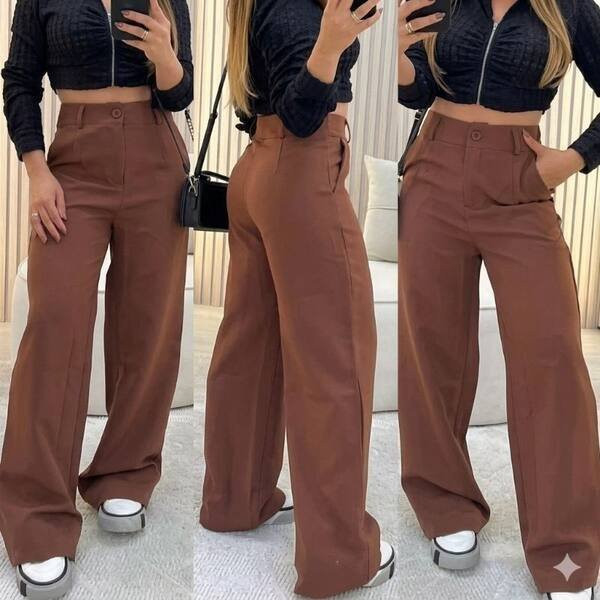 Calça Wide Leg Pantalona Feminina