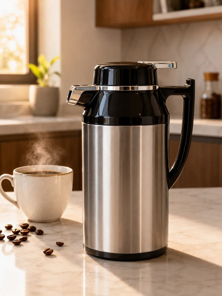 Garrafa Inox 1L com Ampola de Vidro Prateada