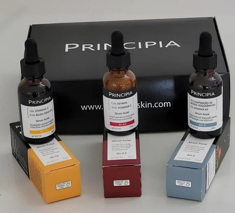 Kit 3 Séruns Principia Vitamina C + Retinol + Hialurônicos