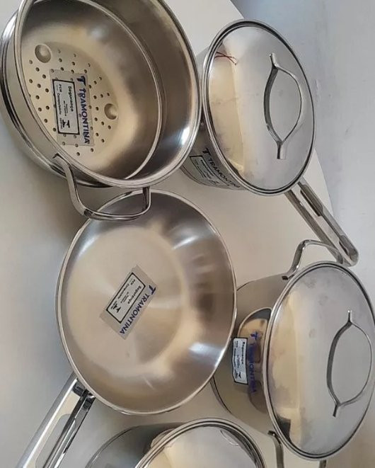 Jogo de Panelas de Aço Inox Tramontina 5 Peças