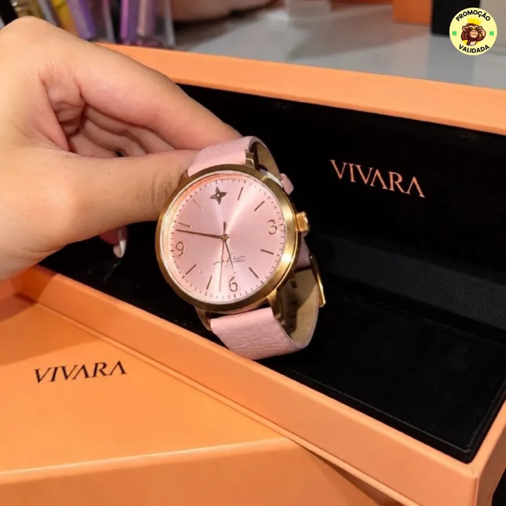 Relogio Life Vivara Couro Rose