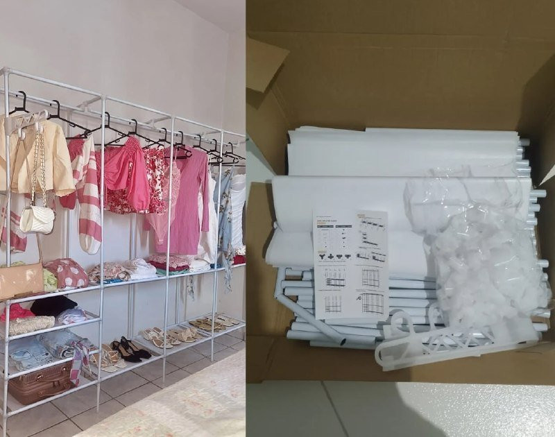 Arara Organizadora 4 Colunas Closet Cabideiro 10 Prateleiras - Branco