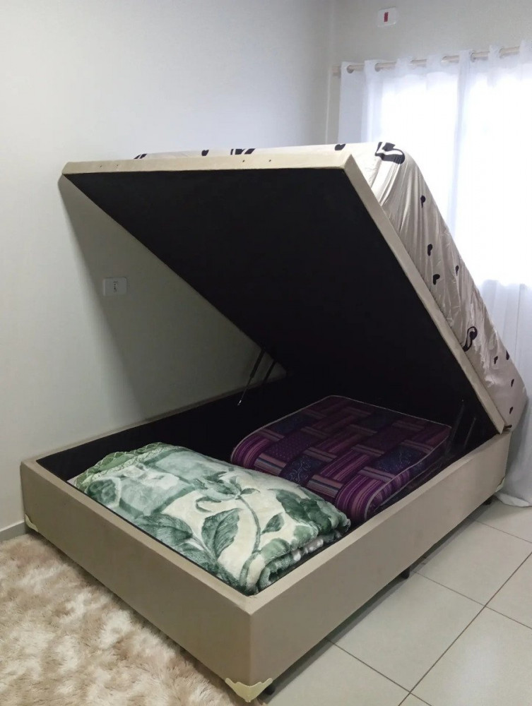 Cama Box Casal Gazin Molas Flora Bege 138x188