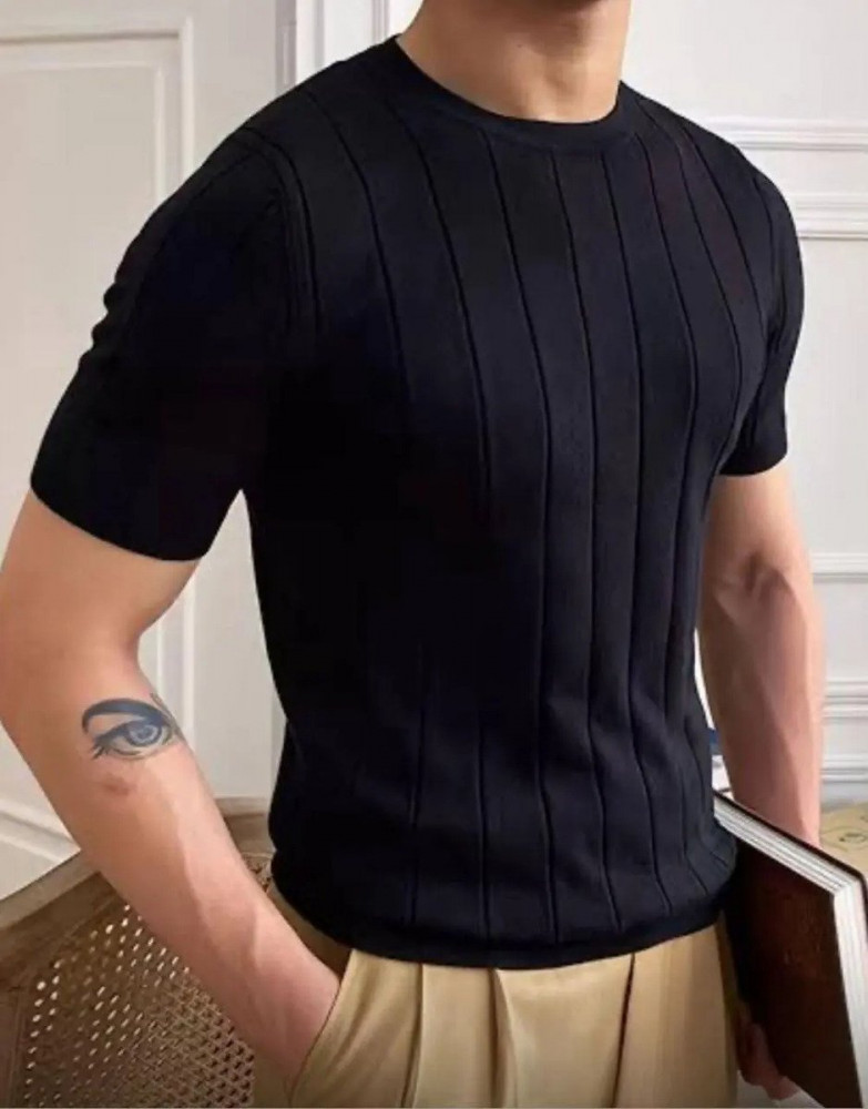 Camiseta Masculina Básica Canelada Manga Curta