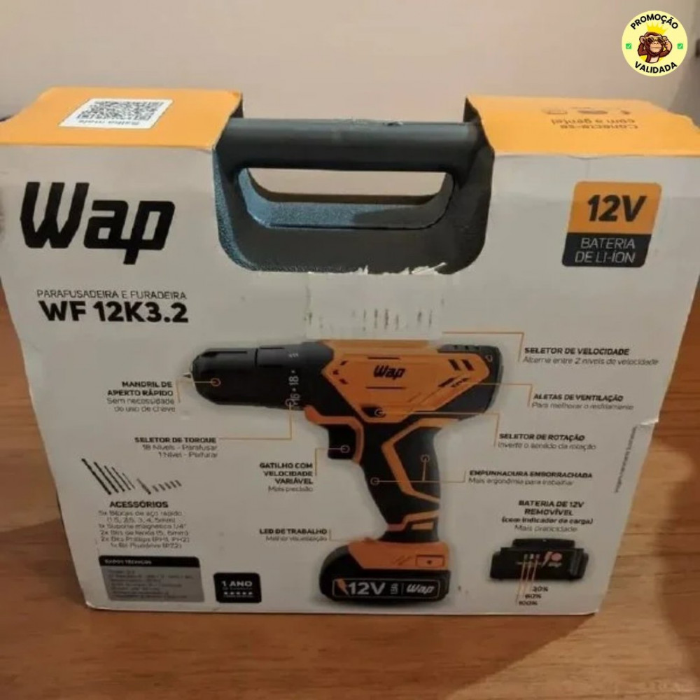 Parafusadeira e Furadeira de Impacto Wf 12k3.2 Wap Amarelo 127/220v 60hz
