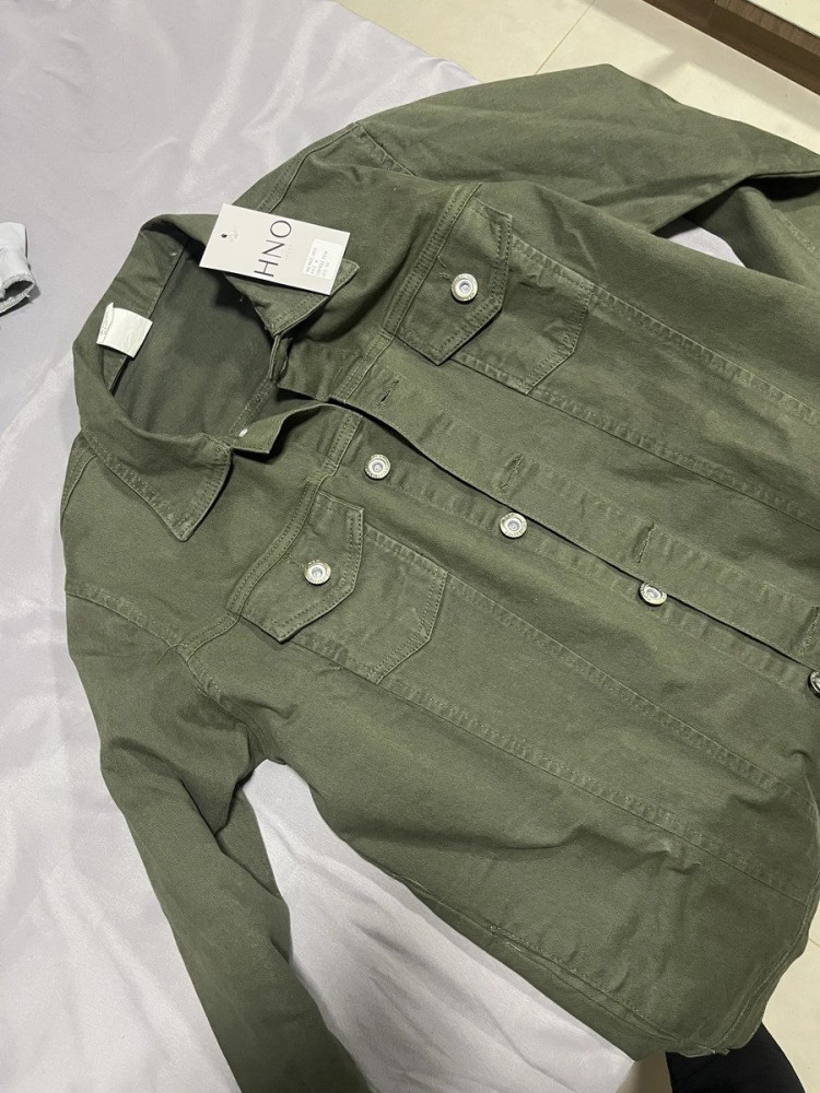 Jaqueta Jeans Premium Verde Militar com Elastano