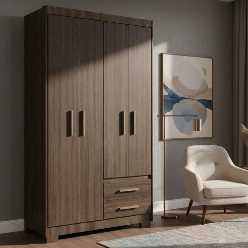 Guarda-roupa Solteiro Treviso 4P 6G Cinamomo