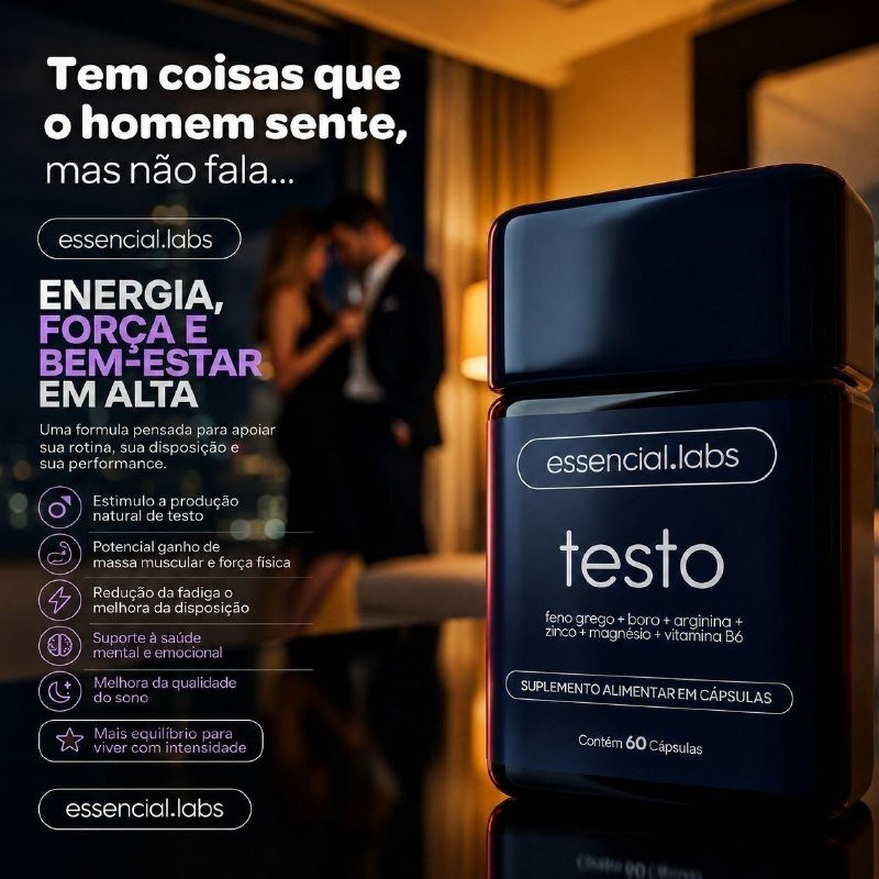 💪 TADALAFILA CONSCIENTE Testo Essencial Precursor da Testosterona 60caps