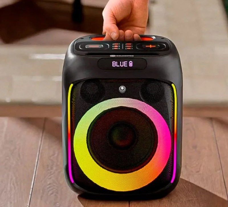 Caixa De Som Bluetooth Portátil Karaokê Rgb