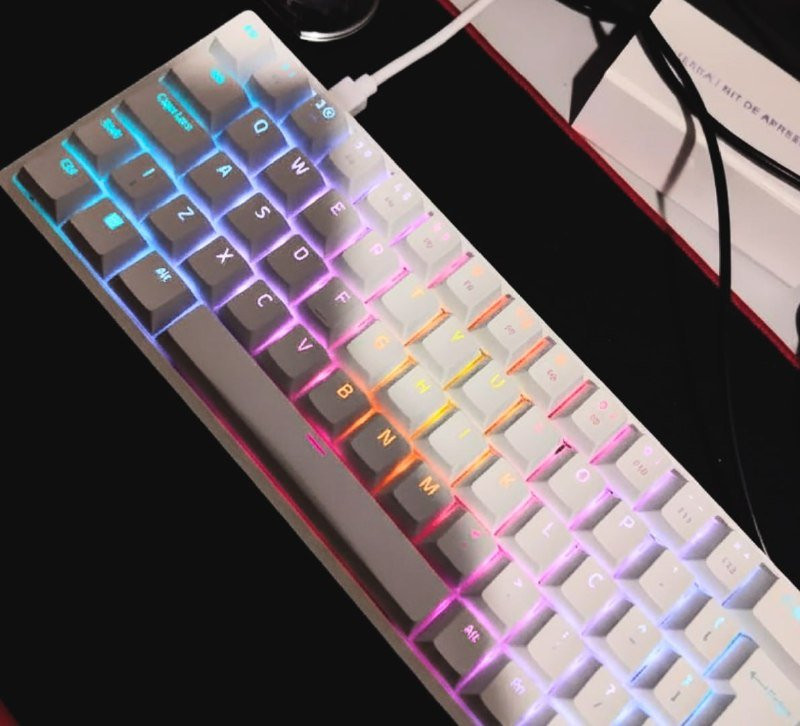 Teclado Mecânico 3068S Branco Switch Laranja