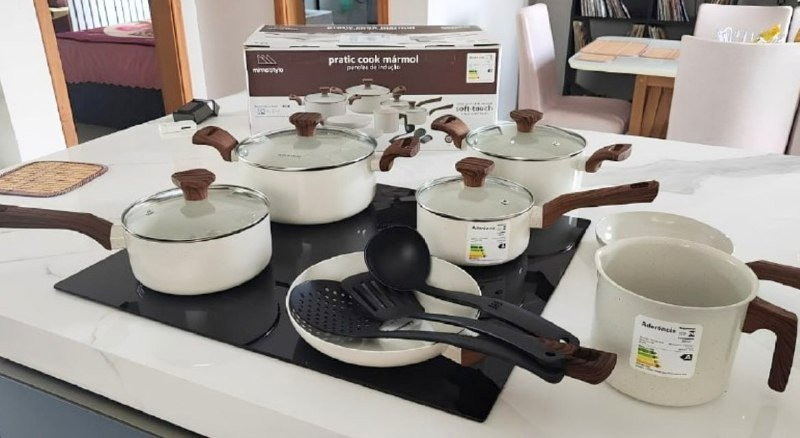 Jogo de Panelas Com 10 Peças Mimo Style Pratic Cook Mármol