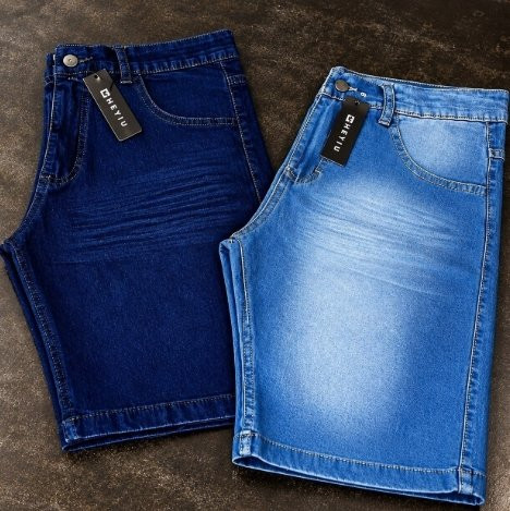 Kit 2 Bermudas Jeans Masculinas Slim Fit