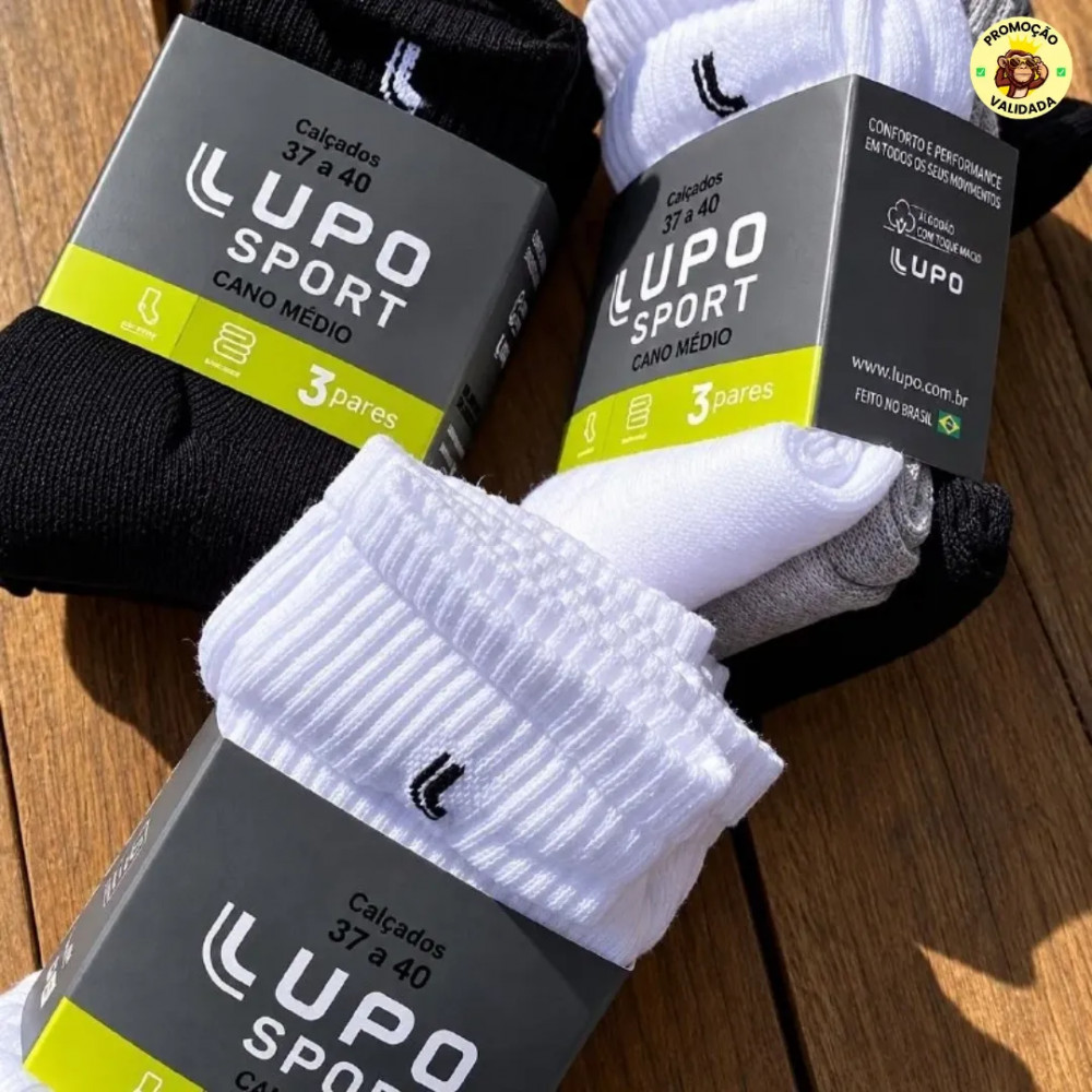 🧦 Kit com 10 Pares de Meias Lupo Cano Medio