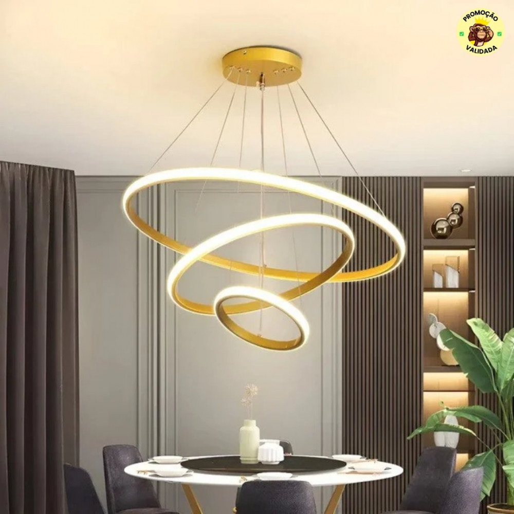 Lustre Pendente Led Moderno Anéis Led