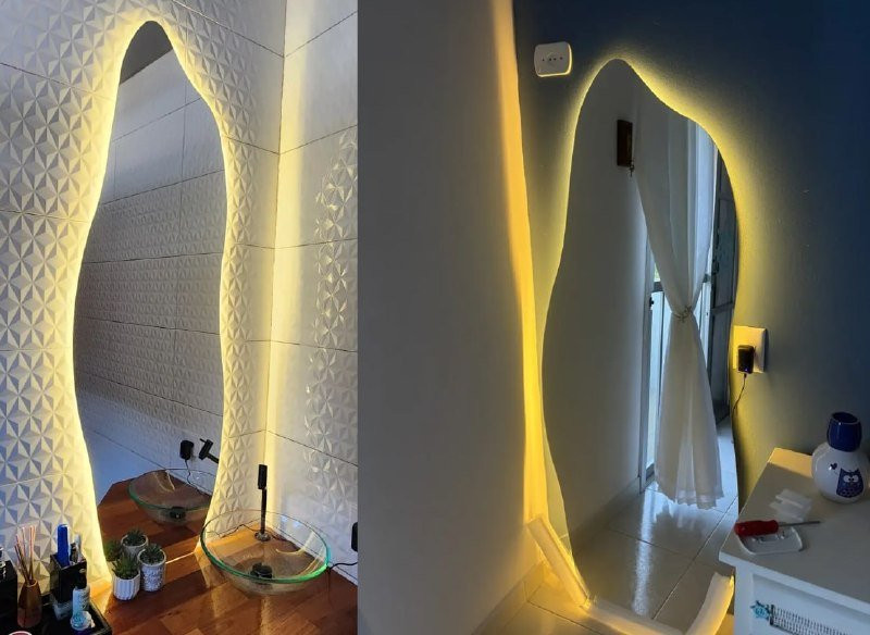 Espelho Orgânico Com Led 150x50cm