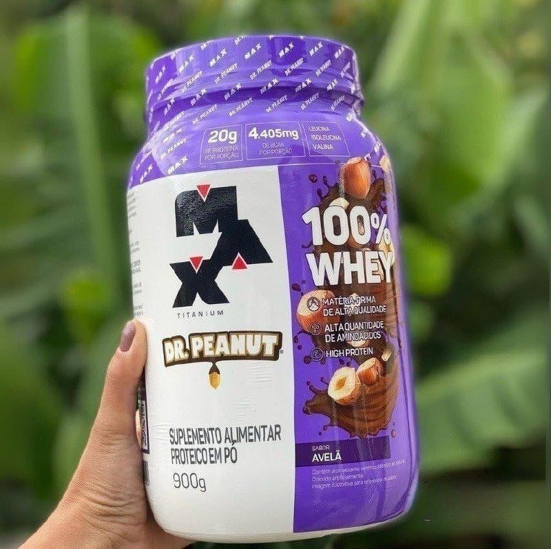 Whey Max Titanium x Dr. Peanut 100% 900g Sabor Avelã