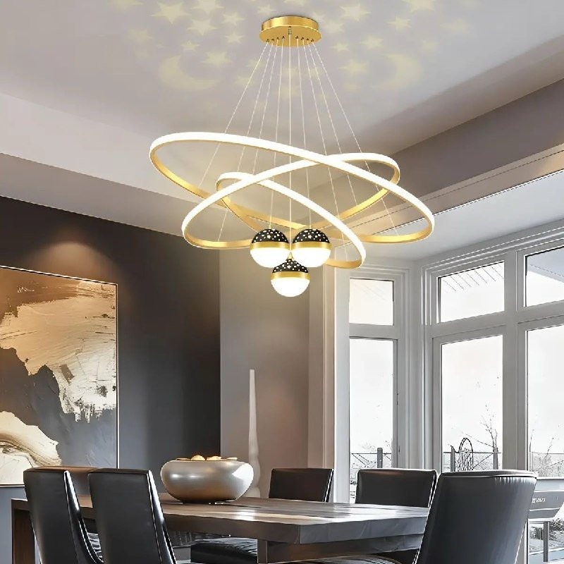 LUMINÁRIA DE RICO Lustre Led Sala Moderno 60w