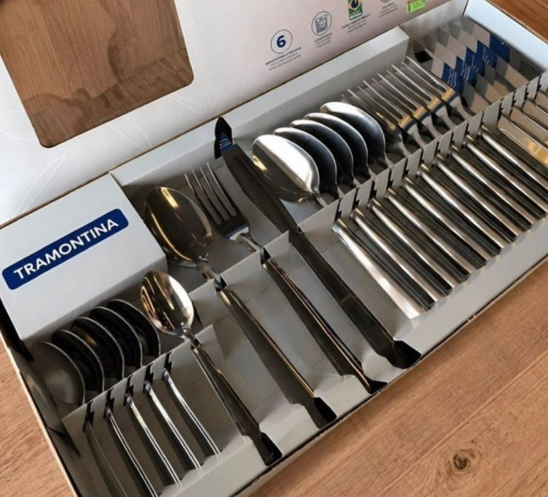 Jogo Talheres Faqueiro Búzios Aço Inox 24 Peças Tramontina