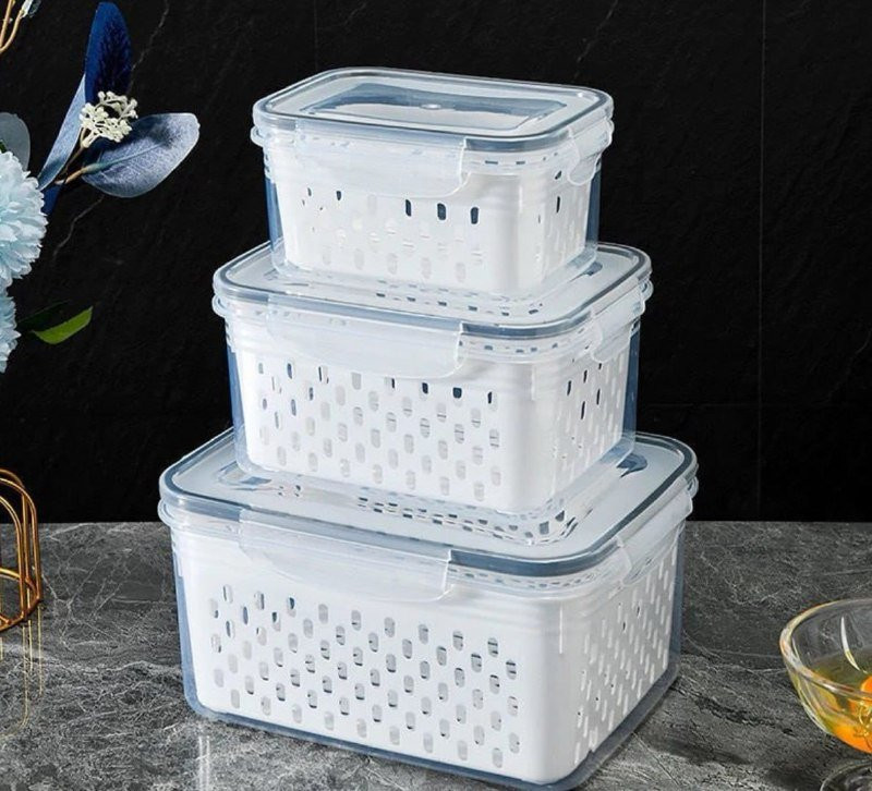 Kit 3 potes Organizador De Geladeira
