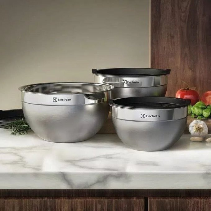 Kit 3 Bowls Tigelas em Inox com Tampa Plástica Electrolux