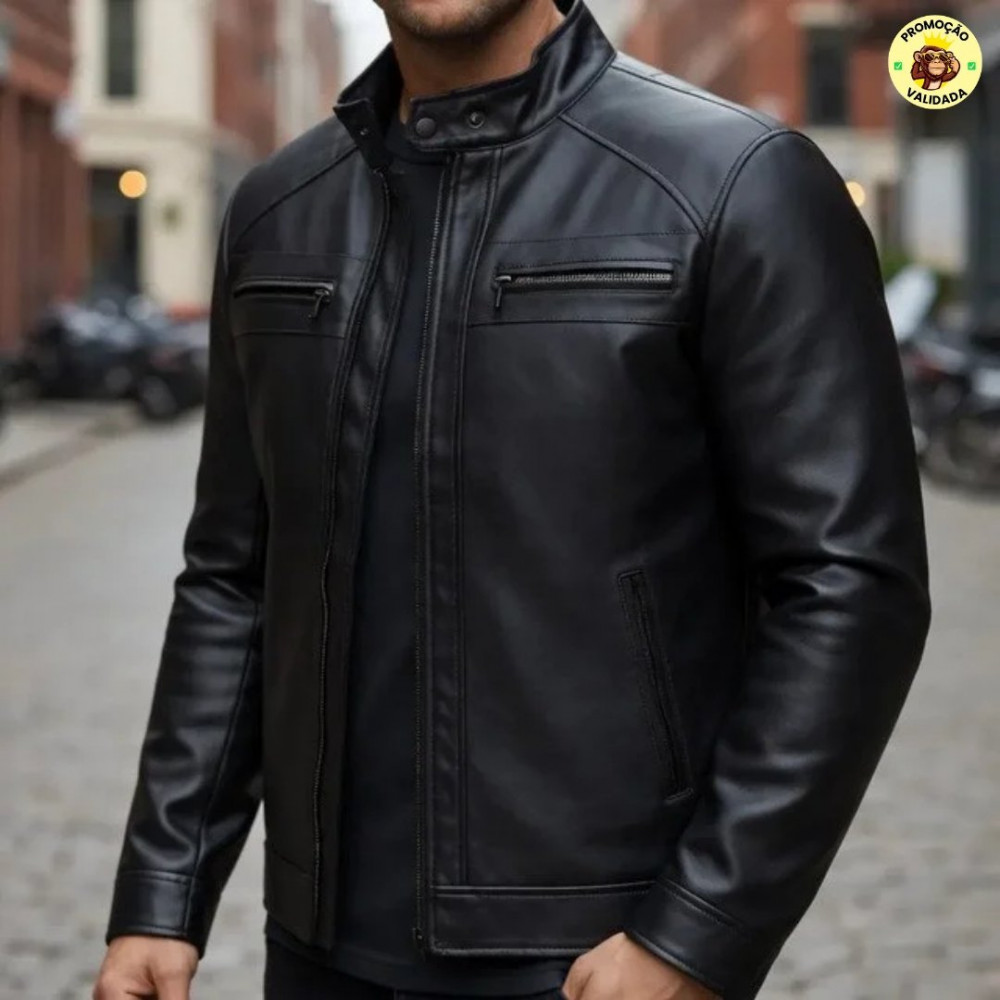 Jaqueta De Couro Masculino Slim