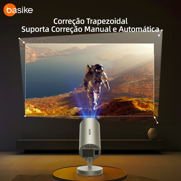 Basike Projetor Smart 4K 12000LM BT 5G Wi-Fi