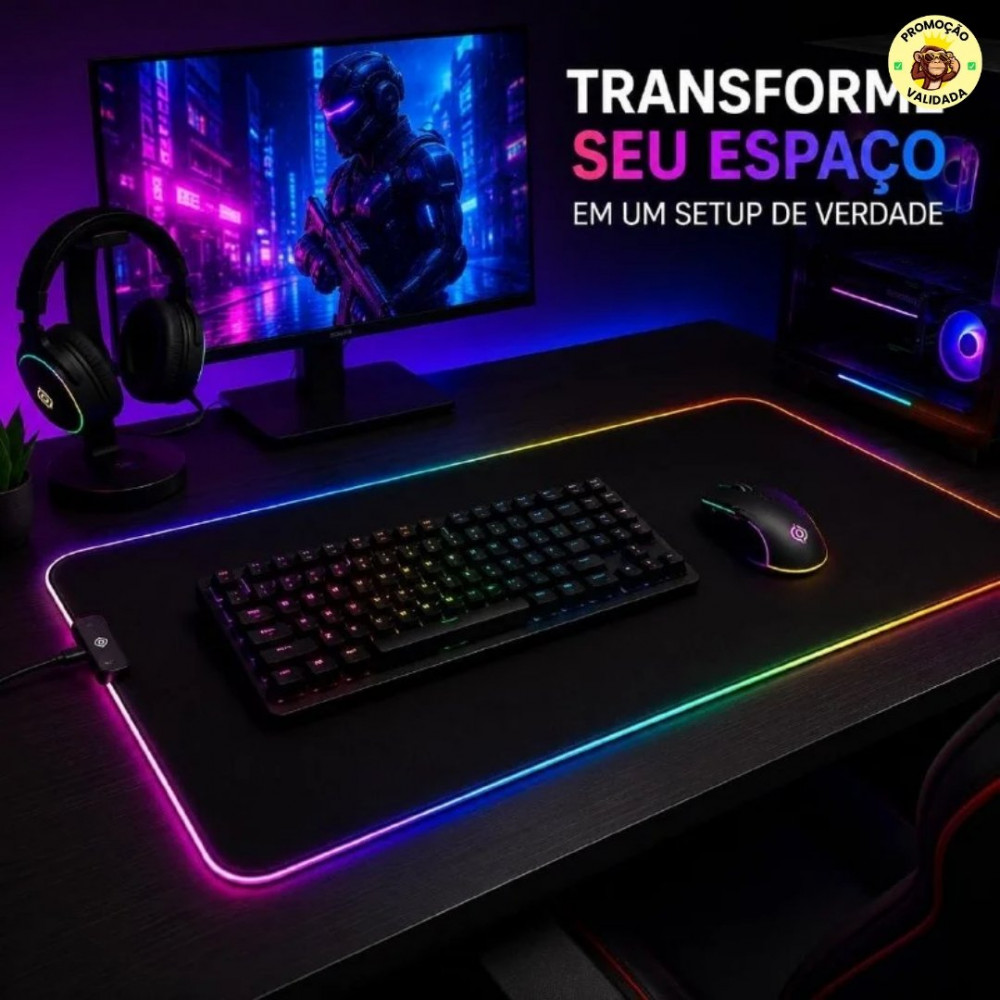 Mouse Pad Gamer RGB LED Grande