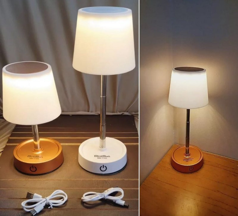 💡  Abajur Recarregável, Touch, com Luz de Led Ajustável