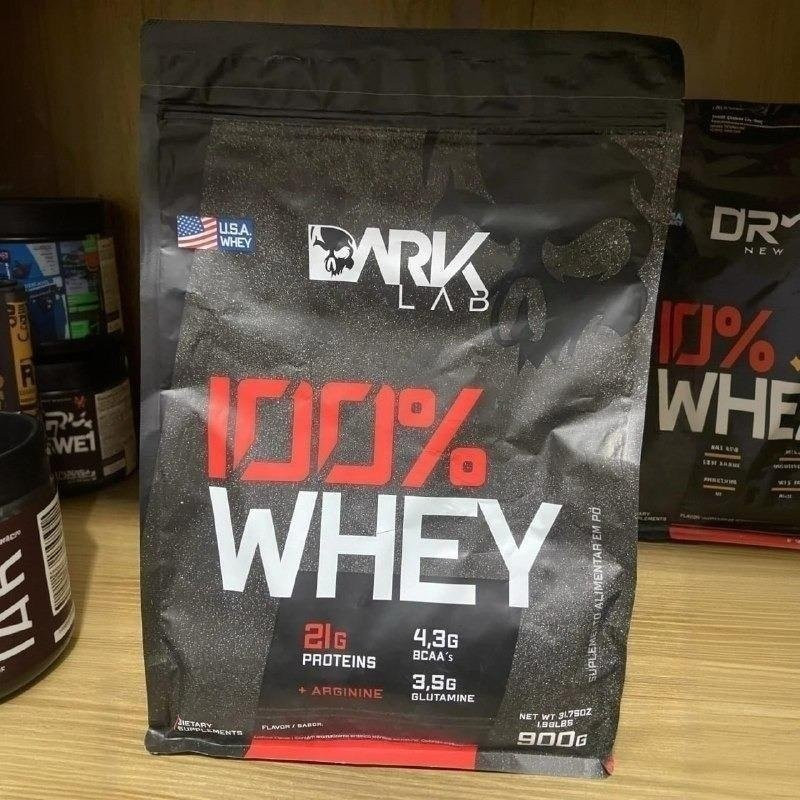 Whey Protein Concentrado 100% 900g Refil Dark Lab Morango