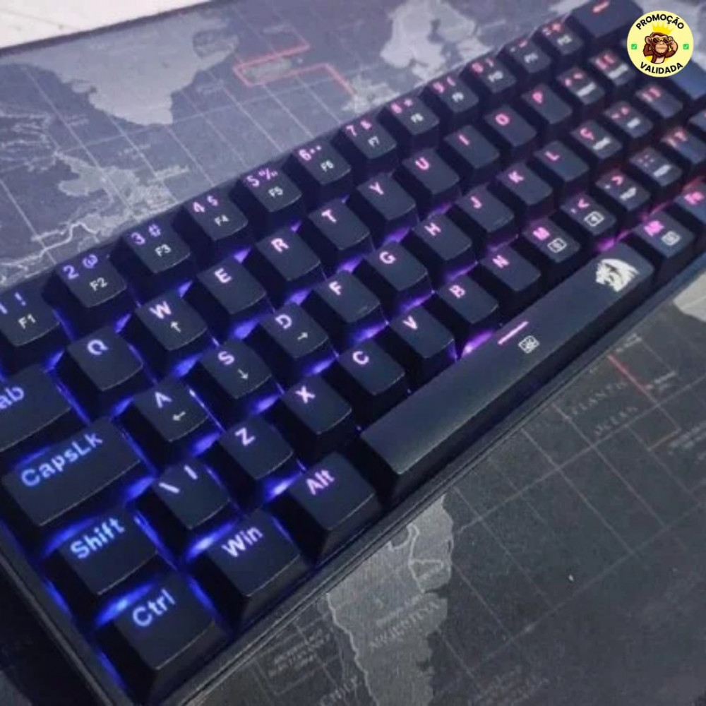 TECLADO MECÂNICO GAMER REDRAGON FIZZ RGB PRETO