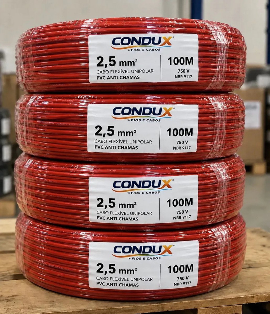Cabo Flexível 2,5mm Unipolar 100m Vermelho