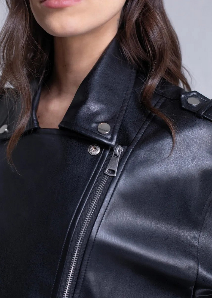 Jaqueta Couro Pu Biker Feminina Preto