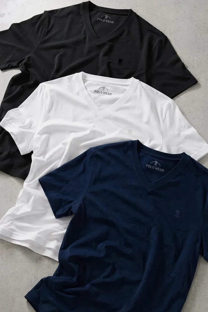 Kit 3 Camisetas Gola V Masculinas Sortidas