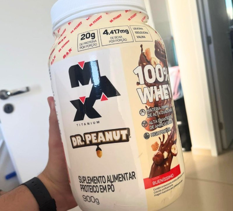 WHEY DELICINHAAA 100% Whey Max Titanium x Dr. Peanut (900g), Sabor Bueníssimo