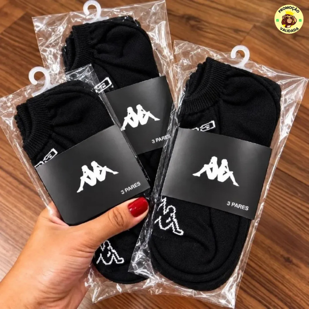 Kit com 3 Pares Meias Kappa Sapatilha Soquete Invisivel