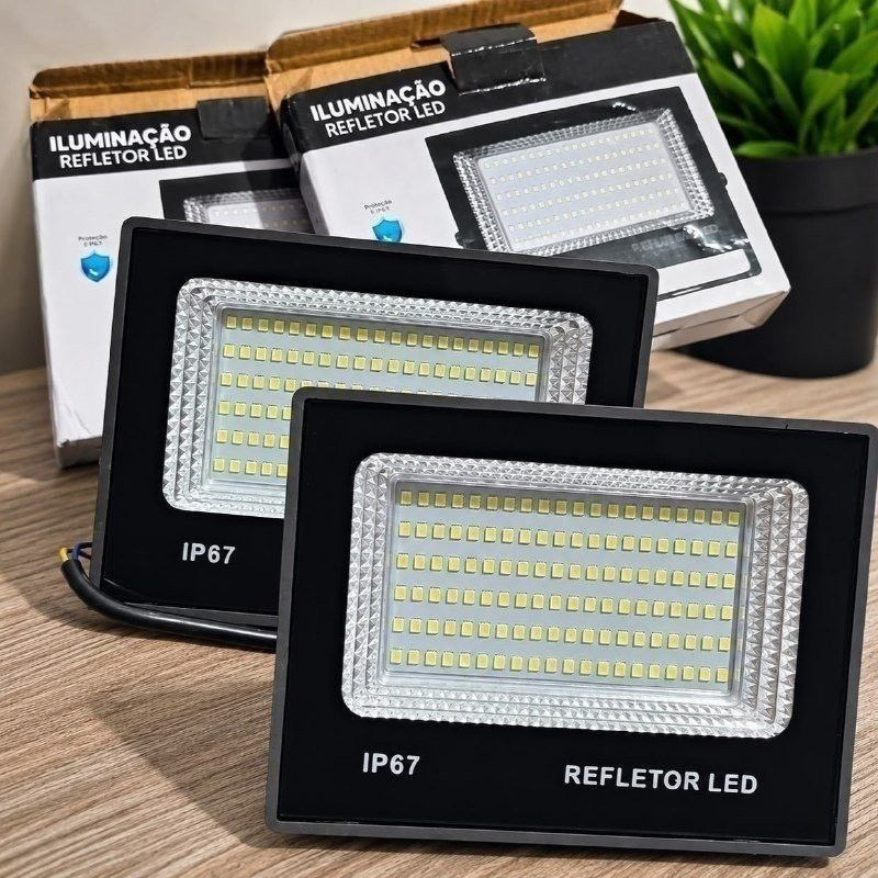 Kit 2 Refletor LED 400W IP67 Preto