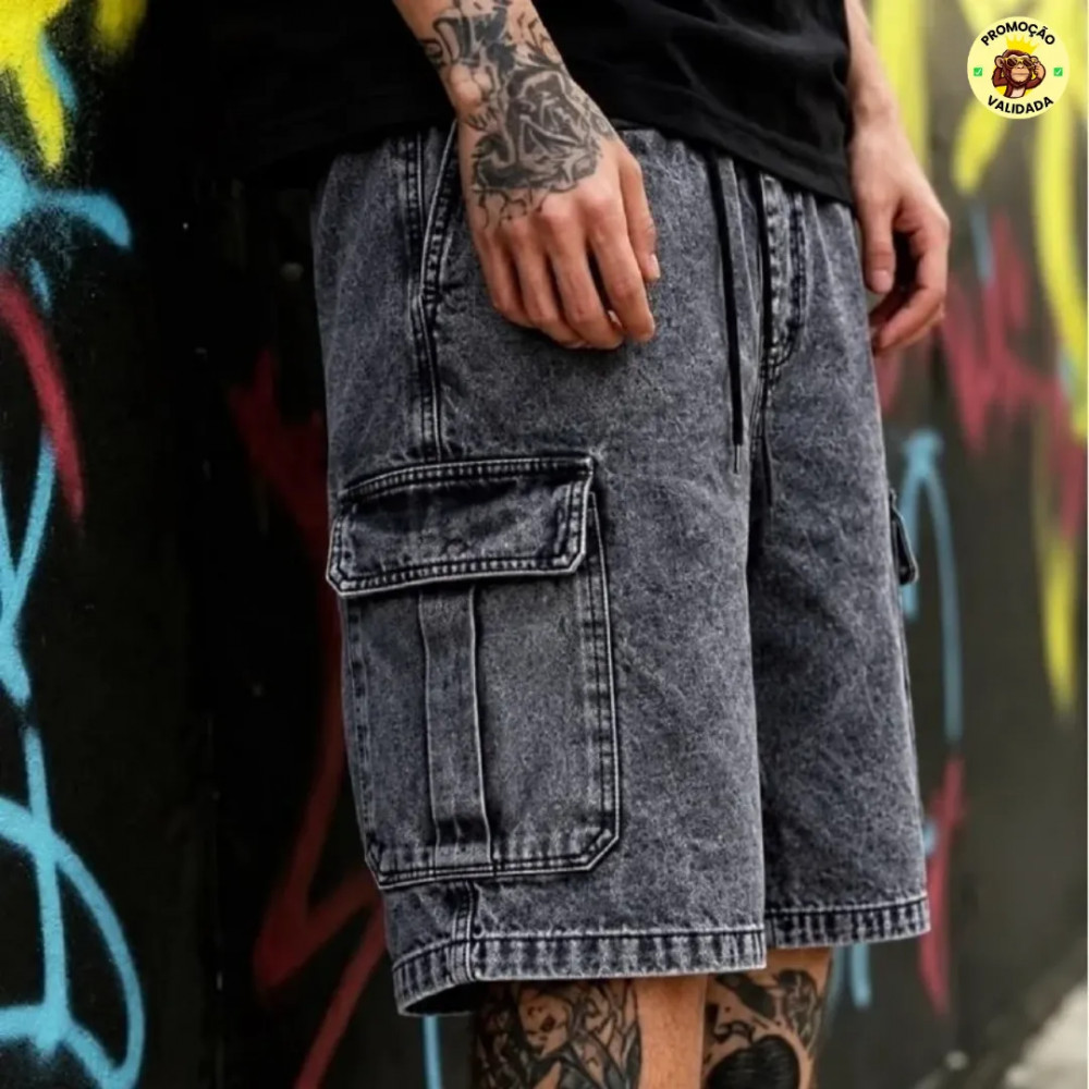 BERMUDA CARGO ESTILEIRA Bermuda Jeans Cargo Baggy Streetwear