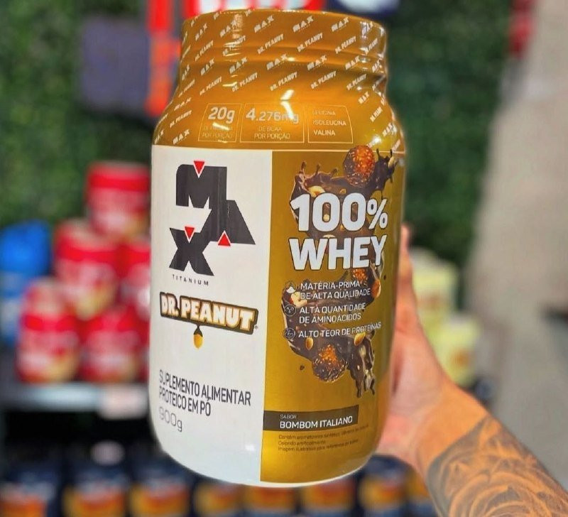 🍫 WHEY MARAVIGOLD 100% Whey Max Titanium x Dr. Peanut (900g), Sabor Bombom Italiano