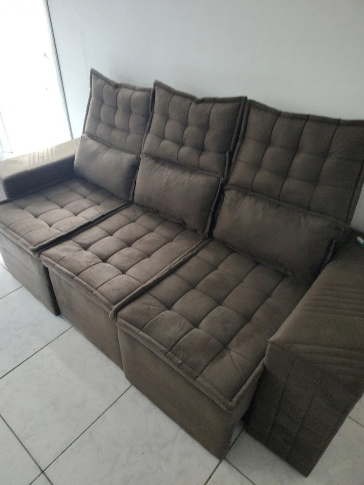 Sofá 3 Lug Retrátil Cama inBox Senses Cinza