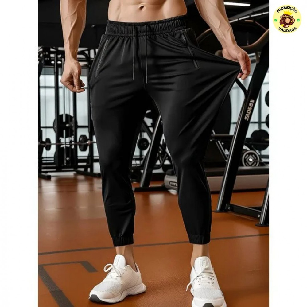 Calça Masculina Tactel Jogger Esportiva Academia Slim Treino Preto M 40/42