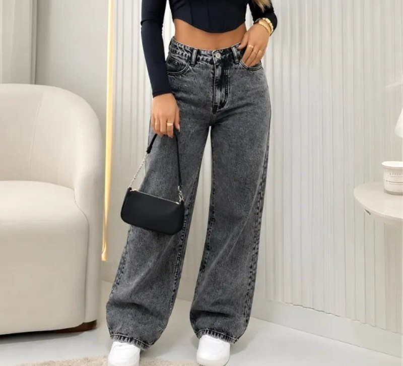 Calça Jeans Wide Leg Cintura Alta Pantalona (3 cores)